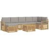 Lauko sofos komplektas 8 pcs Balta ir šviesiai pilka