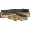 Lauko sofos komplektas 9 pcs Balta ir antracito 59 x 59 x 37 cm
