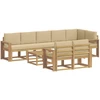 Lauko sofos komplektas 9 pcs Balta ir kreminė Poliesteris