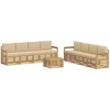 Lauko sofos komplektas 9 pcs Balta ir kreminė 59 x 59 x 37 cm