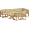 Lauko sofos komplektas 9 pcs Balta ir kreminė Poliesteris