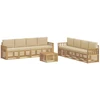 Lauko sofos komplektas 9 pcs Balta ir kreminė 59 x 59 x 37 cm