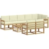 Lauko sofos komplektas 9 pcs Balta ir kreminė Poliesteris