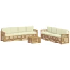 Lauko sofos komplektas 9 pcs Balta ir kreminė 59 x 59 x 37 cm