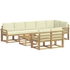 Lauko sofos komplektas 9 pcs Balta ir kreminė Poliesteris