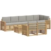 Lauko sofos komplektas 9 pcs Balta ir šviesiai pilka