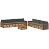 Lauko sofos komplektas 9 vnt. Natūralus ir antracitas