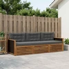 Lauko sofos komplektas su pagalve 3 pcs Natūralus ir antracitas