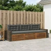 Lauko sofos komplektas su pagalve 3 pcs Natūralus ir antracitas