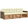 Lauko sofos komplektas su pagalve 3 pcs Natūralus ir grietinėlė