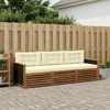 Lauko sofos komplektas su pagalve 3 pcs Natūralus ir grietinėlė