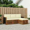 Lauko sofos komplektas su pagalve 4 pcs Natūralus ir grietinėlė