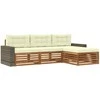Lauko sofos komplektas su pagalve 4 pcs Natūralus ir grietinėlė