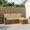 Lauko sofos komplektas su pagalve 4 pcs Natūralus ir bežinis