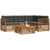 Lauko sofos komplektas su pagalve 5 pcs Natūralus ir antracitas