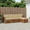 Lauko sofos komplektas su pagalve 5 pcs Natūralus ir bežinis