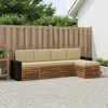 Lauko sofos komplektas su pagalve 5 pcs Natūralus ir bežinis