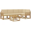 Lauko sofos komplektas su pagalve 6 pcs Balta ir kreminė