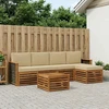 Lauko sofos komplektas su pagalve 6 pcs Natūralus ir bežinis