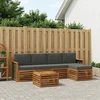 Lauko sofos komplektas su pagalve 6 pcs Natūralus ir antracitas