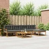 Lauko sofos komplektas su pagalve 6 pcs Natūralus ir antracitas