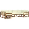 Lauko sofos komplektas su pagalve 6 pcs Natūralus ir grietinėlė