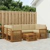 Lauko sofos komplektas su pagalve 7 pcs Natūralus ir bežinis