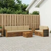 Lauko sofos komplektas su pagalve 7 pcs Natūralus ir bežinis