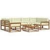Lauko baldų komplektas Lauko sofos komplektas su pagalve 7 pcs Natūralus ir grietinėlė