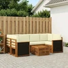 Lauko sofos komplektas su pagalve 7 pcs Natūralus ir grietinėlė