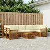 Lauko sofos komplektas su pagalve 8 pcs Natūralus ir grietinėlė