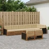Lauko sofos komplektas su pagalve 8 pcs Natūralus ir bežinis