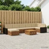 Lauko sofos komplektas su pagalve 8 pcs Natūralus ir bežinis