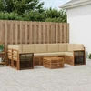Lauko sofos komplektas su pagalve 8 pcs Natūralus ir bežinis