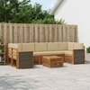 Lauko sofos komplektas su pagalve 8 pcs Natūralus ir bežinis