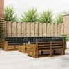 Lauko sofos komplektas su pagalve 9 pcs Natūralus ir antracitas