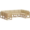 Lauko sofos komplektas su pagalve 9 pcs Balta ir kreminė