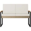 Lauko suolas Bežė ir kreminė balta 107 x 61 x 80 cm poliratanas
