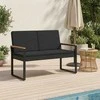 Lauko suolas su pagalve Juoda 107 x 61 x 80 cm poliratanas