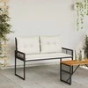 Lauko suolas su pagalve Juoda ir kreminė balta 118 x 55 x 82 cm