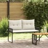 Lauko suolas su pagalve Juoda ir kreminė balta 118 x 55 x 82 cm