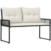 Lauko suolas su pagalve Juoda ir kreminė balta 118 x 55 x 82 cm