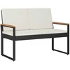 Lauko suolas su pagalve Juoda ir kreminė balta 107 x 61 x 80 cm