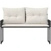 Lauko suolas su pagalve Juoda ir kreminė balta 118 x 55 x 82 cm