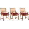 Lauko valgomojo kėdės su pagalvėlėmis, 3vnt., akacijos masyvas