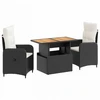 Lauko baldų komplektas Lauko valgomojo komplektas 3 pcs Juoda ir kreminė balta