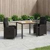 Lauko valgomojo komplektas 3 vnt. Juoda 90 x 90 x 75 cm