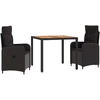 Lauko valgomojo komplektas 3 vnt. Juoda 90 x 90 x 75 cm