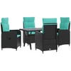 Lauko valgomojo komplektas 5 pcs Juoda ir turkio poliratanas