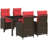 Lauko valgomojo komplektas 5 vnt. Brown and Raudona